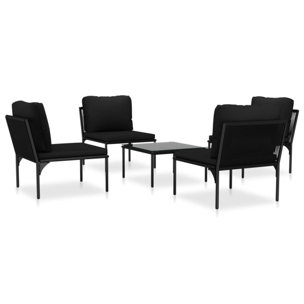 Set Mobilier De Grădină Cu Perne 5 Piese Negru Pvc 48590